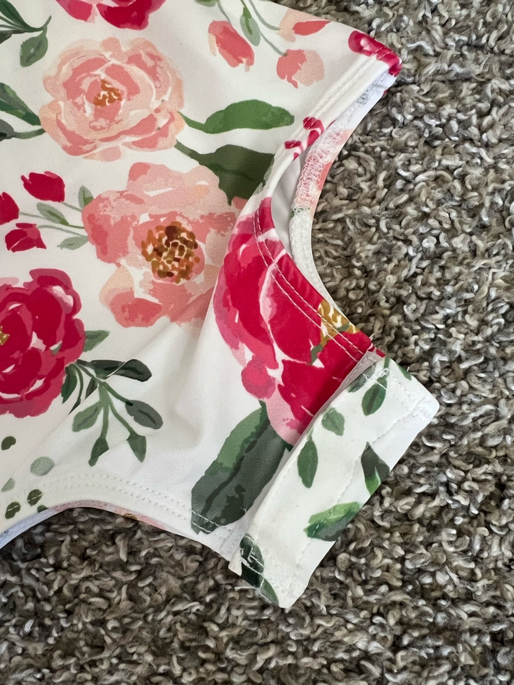 Mud Pie White Floral One-Piece Swim - Pink Rose Accents - Picture 2 of 6